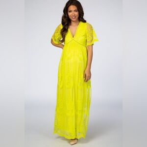 PinkBlush Women's Maternity Maxi Dress Lace Mesh Overlay Size XL